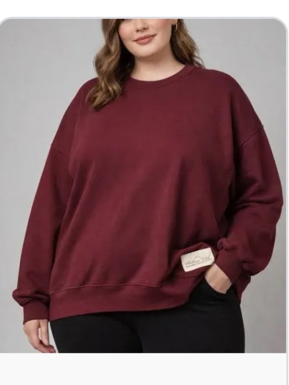 WeWoreWhat Burgundy Crewneck Fleece Lined Boxy Sweatshirt Wellness Club NEW XXL